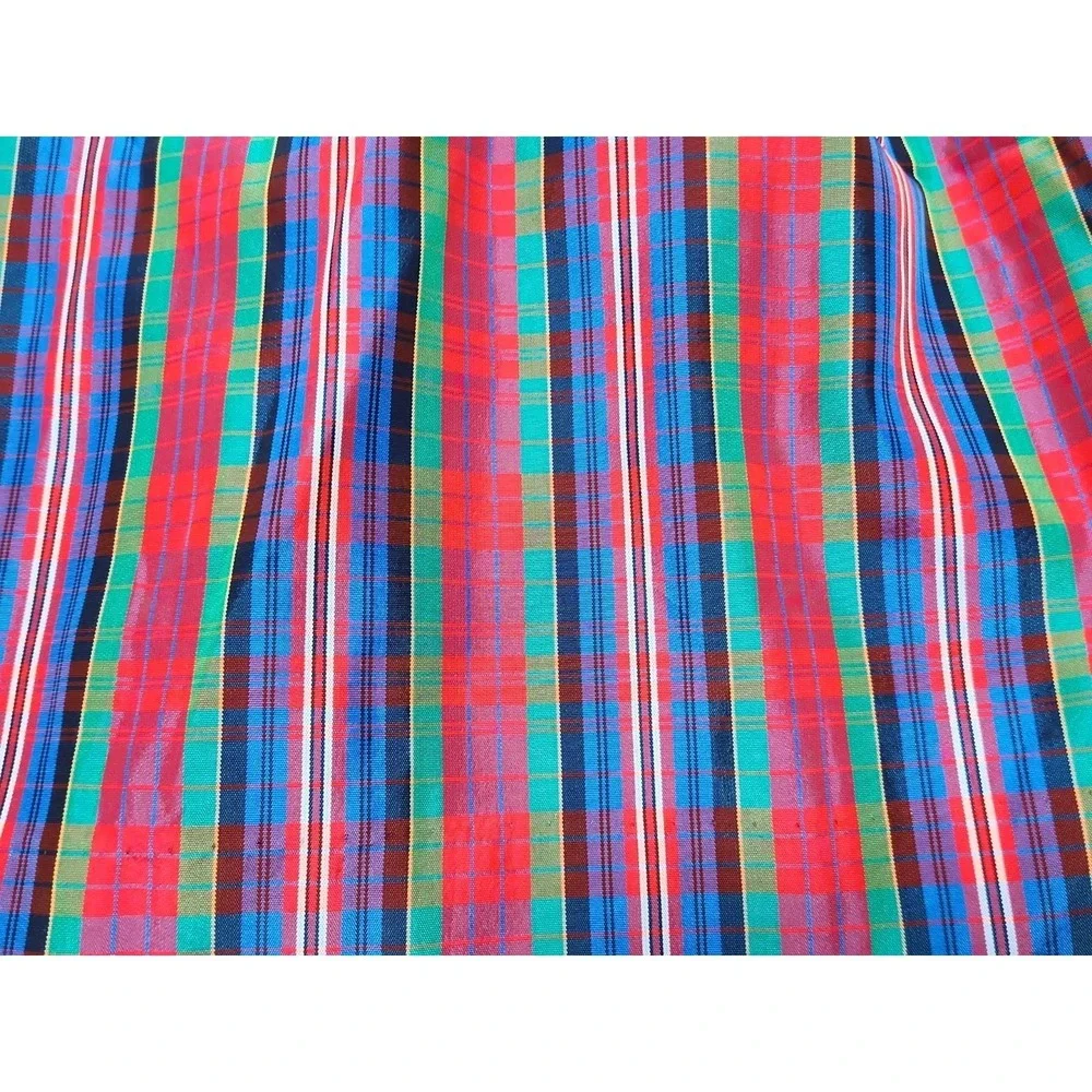 Vintage Courtwell 10 Womens Red Tartan Plaid A-Line Skirt Taffeta Belt 26x40